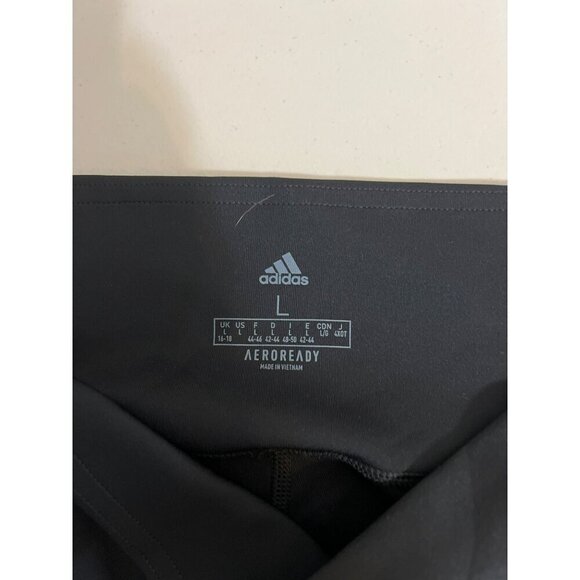 Adidas Women Legging Sz Large Black White Stripe Ankle Aeroready - Picture 6 of 8